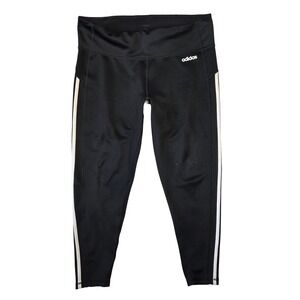 Adidas Womens XL Black ClimaLite 3-Stripe Cropped Leggings Activewear Athleisure